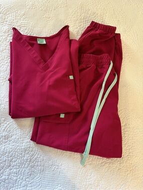 Women's grade malady V-Neck Scrub Top and Jogger Pants - magenta